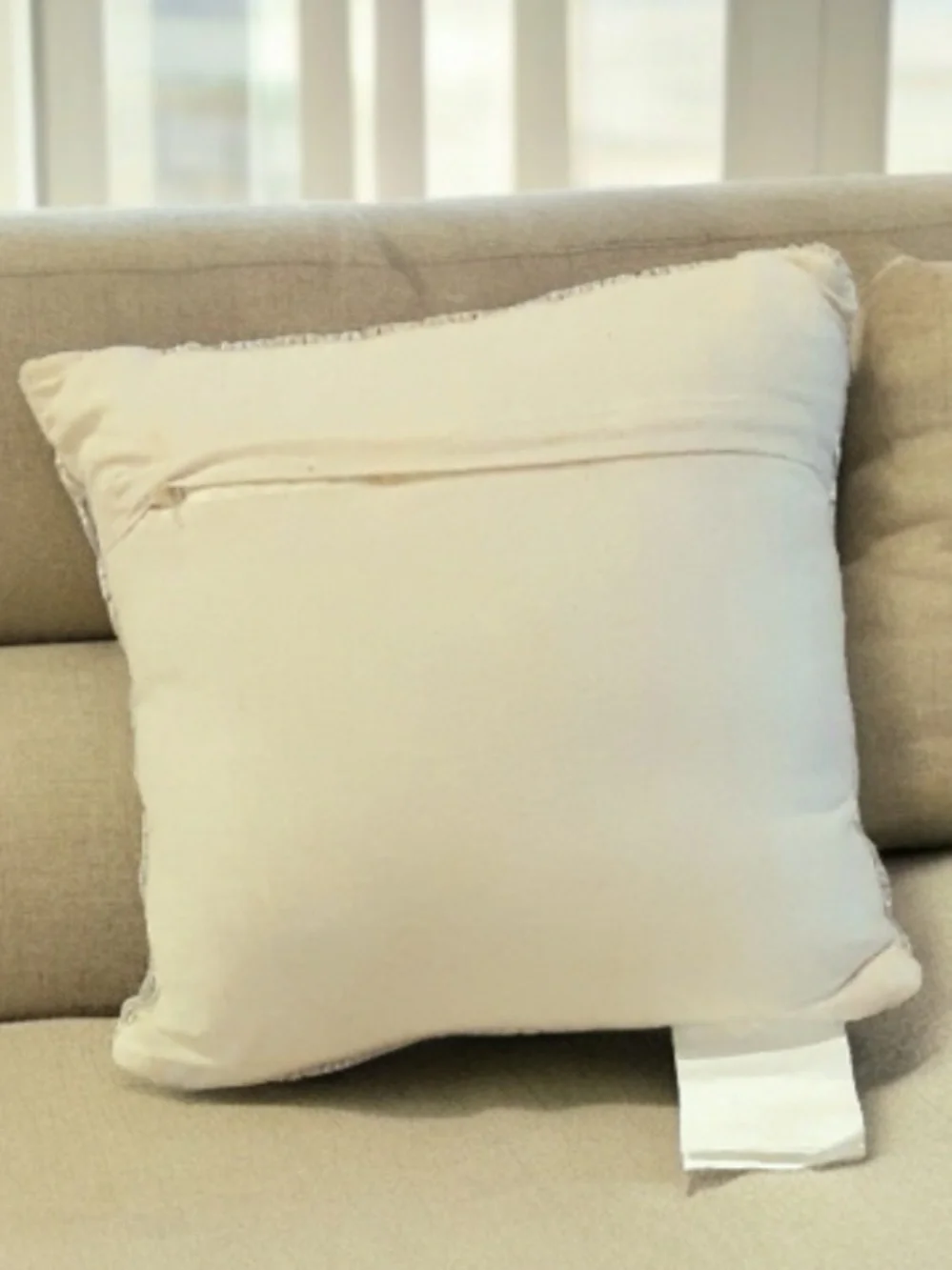 Silver Metallic (2) Tone Beaded Chevron Pattern Pillow by Marlo Lorenz For Thro